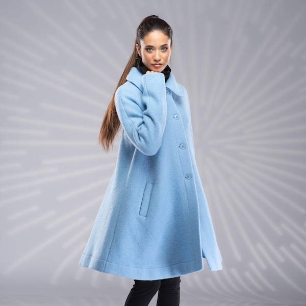 Wool Swing Coat Women, Winter Coat Plus Size, Short Warm Coat