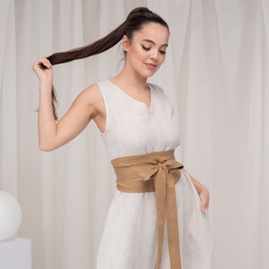 Linen Obi Belt, Obi Wrap Belt, Long Linen Belt for Dress, Wide Waist Belt, Linen Kimono Belt, Linen Dress Belt, Linen Accessories