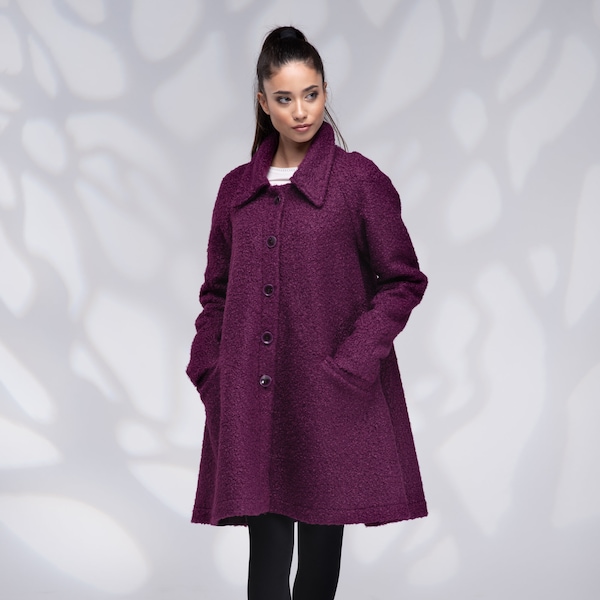 Wool Swing Coat Women, Winter Short Coat