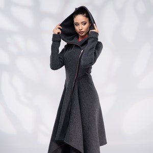 Wool Coat Women, Winter Coat Hooded Zipper - Etsy