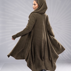 Hooded pocket high low drop shoulder longline sweater sale