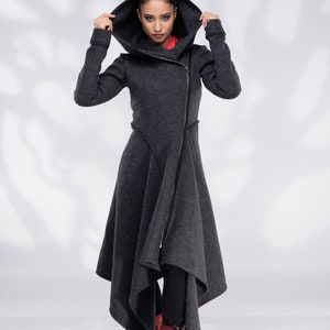 Wool Coat Women Hooded, Winter Coat Zipper