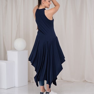 V-neck Side Split Tunic Dress/black Maxi Dress With Thigh V-neck Side Split Tunic Dress/black Maxi Dress With Thigh