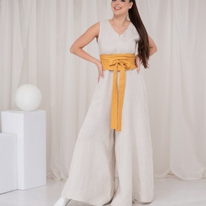 Women Summer Linen Jumpsuit Oversized, Women Romper Elegant, Linen Overalls Women, Linen Jumpsuit Dress, Wide Leg Jumpsuit