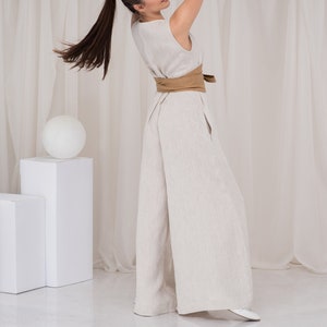 Linen Jumpsuit Women, Wide Leg Linen Jumpsuit, Maxi Jumpsuit Dress,, Oversized Jumpsuit,  Loose Linen Romper, Linen Overalls Women
