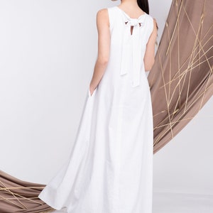 White Linen Maxi Dress for Women, Wedding Dress, Boho Linen Dress, Long Linen Dress