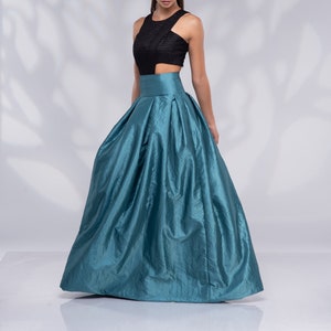 Long Taffeta Skirt for Women, Formal Maxi Skirt, Bridal Skirt, High Waisted Skirt image 1