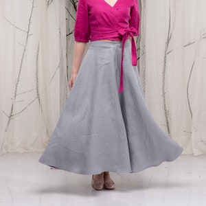 Linen Full Circle Skirt, Linen Maxi Skirt Plus Size, Long Linen Skirt with Pockets, Maxi Skirt for Women, Flared Skirt, Linen Boho Skirt