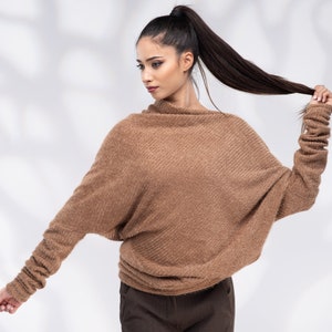 Off Shoulder Sweater Camel, Sweaters for Women