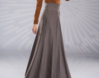 Wool Maxi Skirt, Winter Long Victorian Walking Skirt