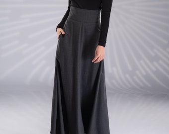 Long Winter Wool Skirt, Victorian Walking Skirt, Dark Academia Clothing
