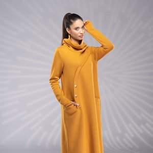 Winter Maxi Sweatshirt Turtleneck Dress, Long Winter Dress, Plus Size Maxi Dress, Winter Kaftan Dress