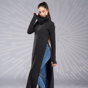 Long sweater with side slits 2025