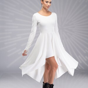 Elven Dress, Fairy Dress, Wedding Dress, Sexy Dress, Pixie Dress with Thumb Holes, Mini Winter Dress, Asymmetrical Dress, Burning Man Dress