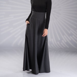 Long Winter Wool Skirt, Victorian Walking Skirt, Dark Academia Clothing, Wool Maxi Skirt, High Waist Skirt, Wool Circle Skirt