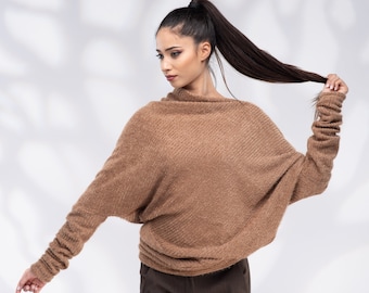 Off Shoulder Sweater Camel, Sweaters for Women