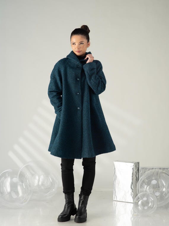 Wool Swing Coat Women, Short Winter Coat Plus Size