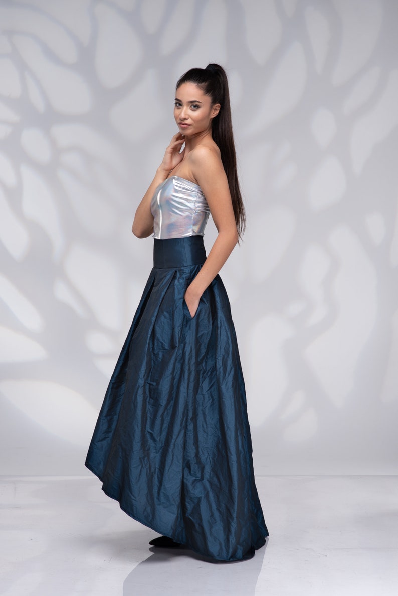 Maxi Skirt Long Taffeta Skirt Formal Skirt High Waisted Etsy UK