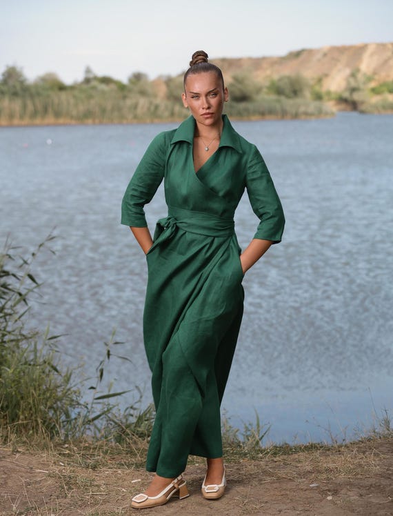 emerald green summer dress Garden Pleats Column Dress Emerald / M