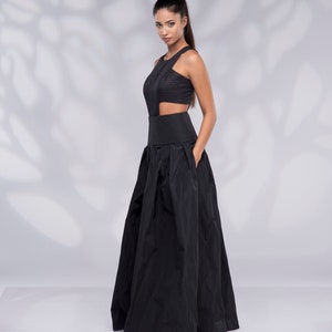 Long Taffeta Skirt for Women, Formal Maxi Skirt, Bridal Skirt, High Waisted Skirt Black (19)