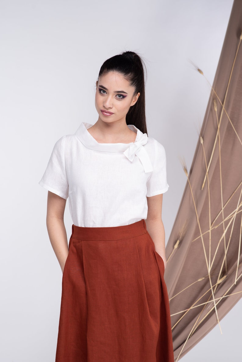 Linen Top Purple Linen Shirt Linen Blouse
