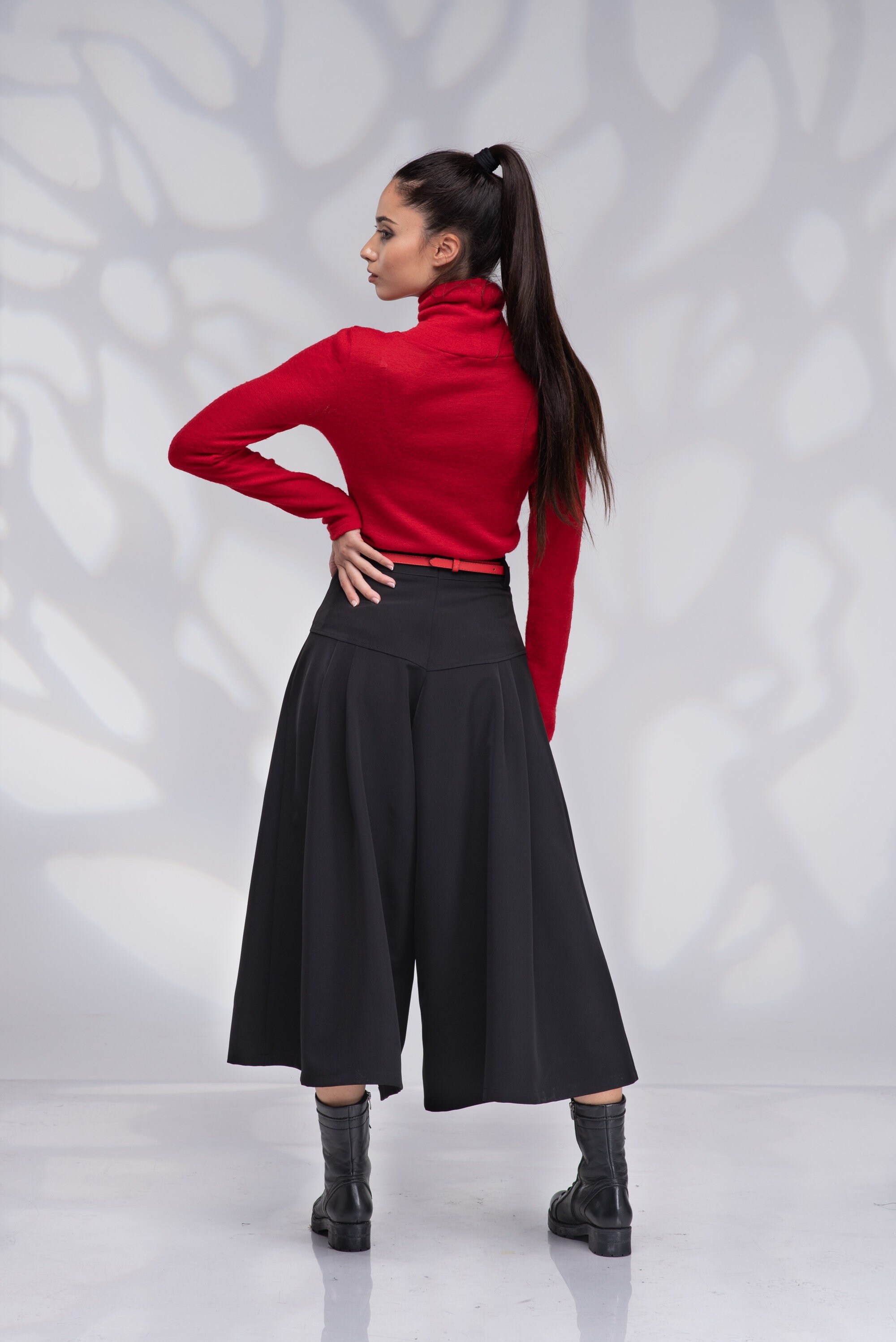 Wool Culottes, Wool Skirt Pants Women, Winter Wide Leg Pants