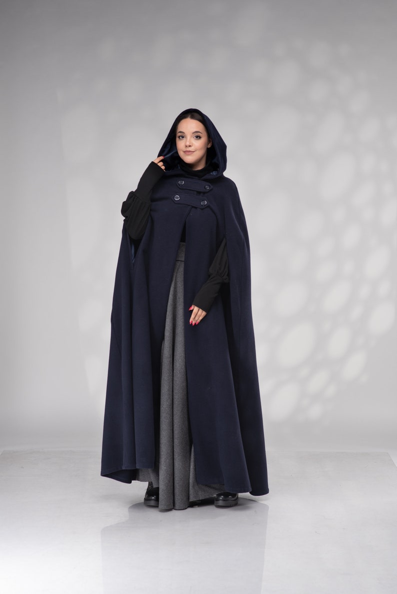 Wool Hooded Cape Coat, Long Winter Cloak With Hood - Etsy