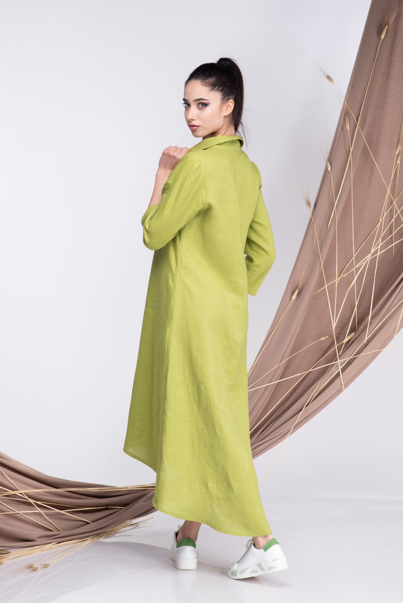 Linen Shirt Dress Linen Button up Dress Women