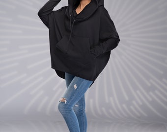 Cowl Neck Hoodie Sweatshirt, Hooded Sweatshirt for Women, Cowl Hood  Sweatshirt, Loose Loungewear Women 