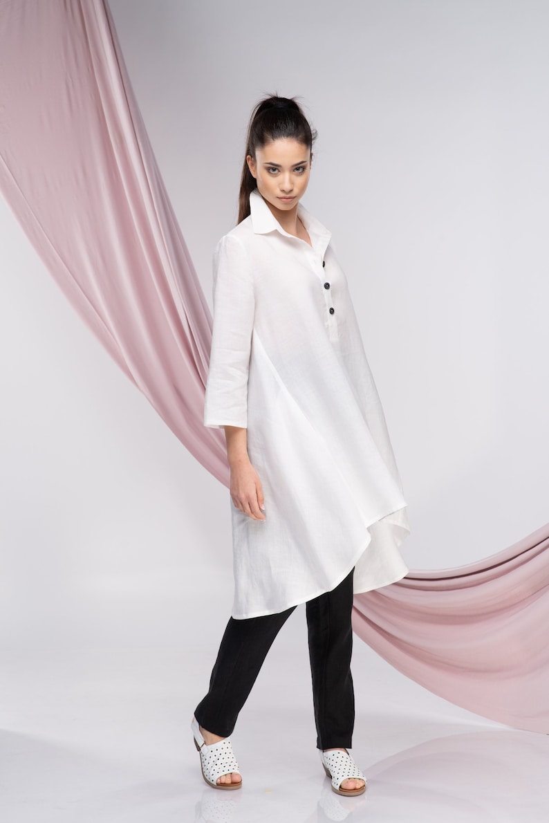 ladies white linen tunic