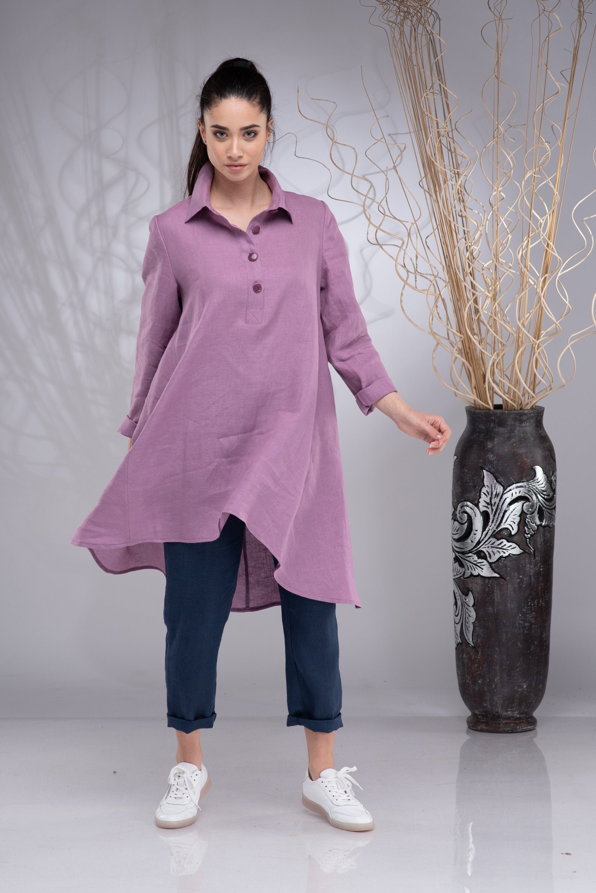 Linen Tunic Tops for Women Plus Size Linen Top Linen Tunic Etsy