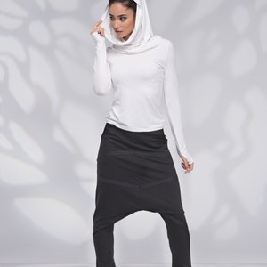 Black Harem Pants Women, Drop Crotch Pants, Womens Baggy Pants, Yoga Pants, Low Crotch Pants image 5