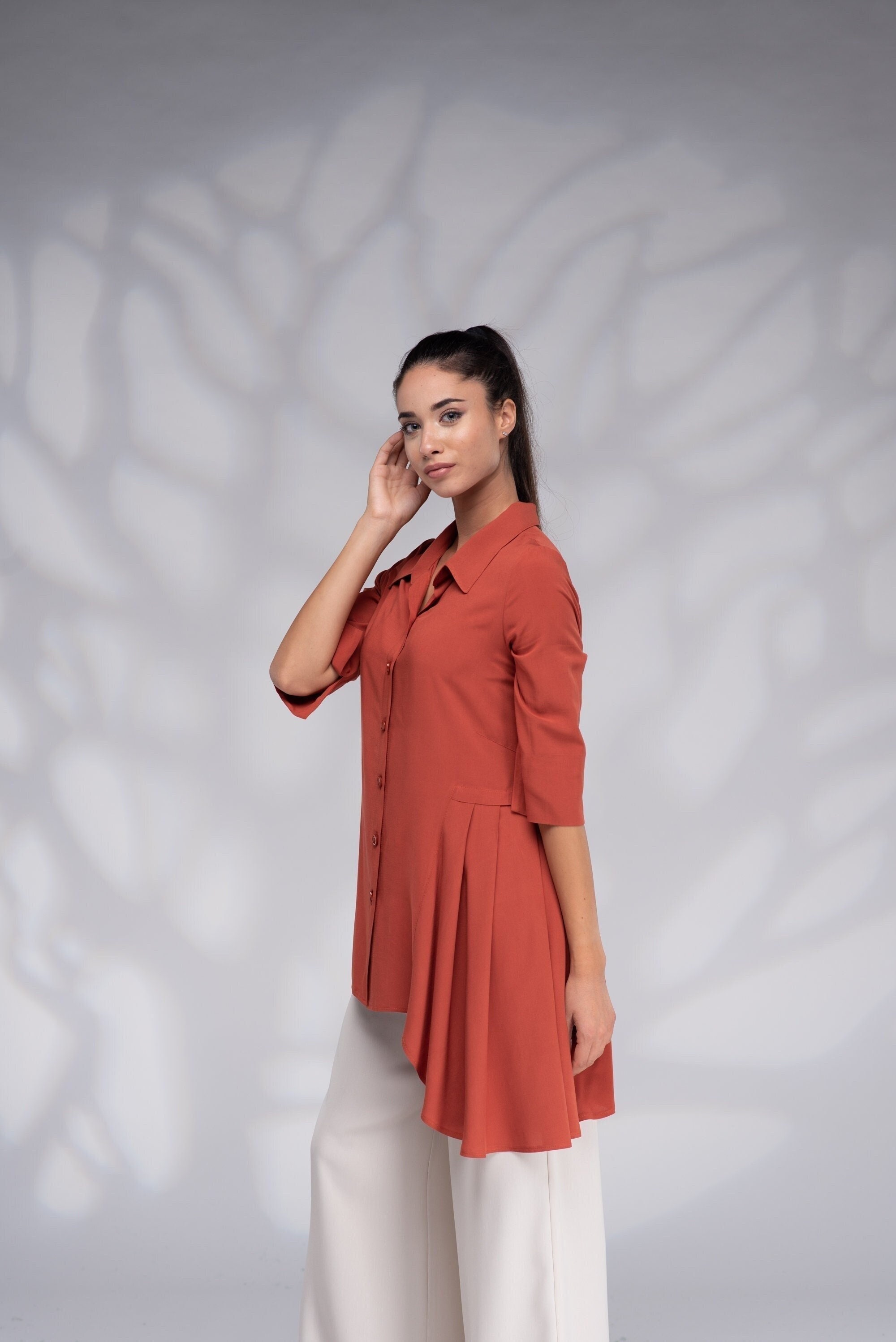 burnt orange shirt plus size