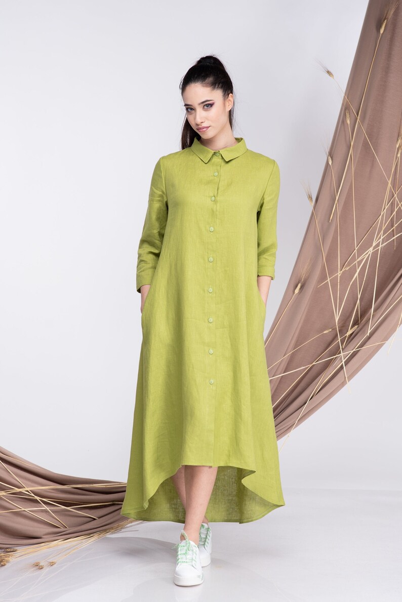 Linen Shirt Dress Linen Button up Dress Women
