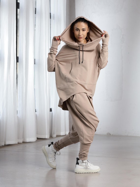 Womens Tracksuit Harem Pants Set, Two Piece Activewear For Women