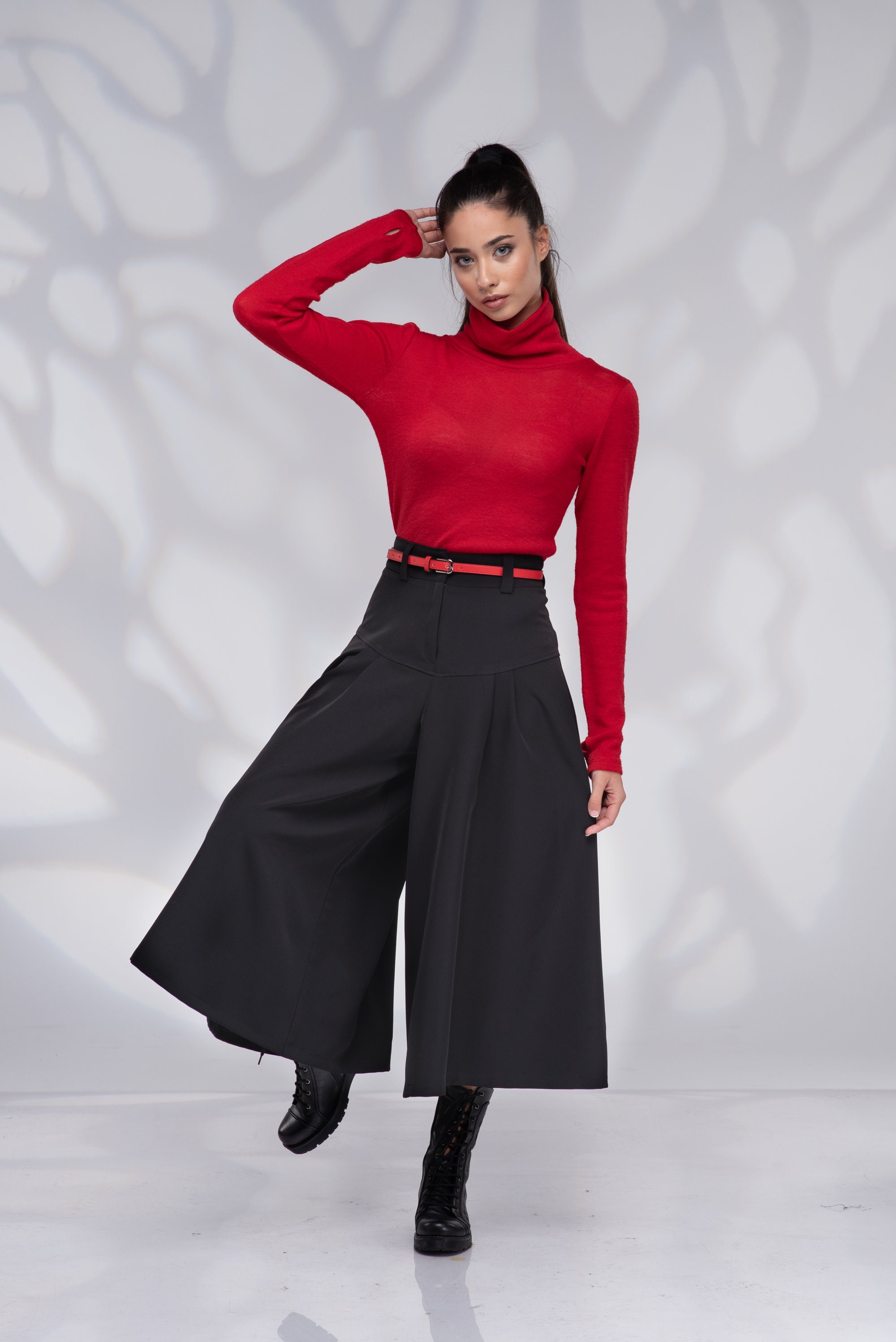 Wool Culottes, Winter Wide Leg Pants, Grey Skirt Pants - Etsy