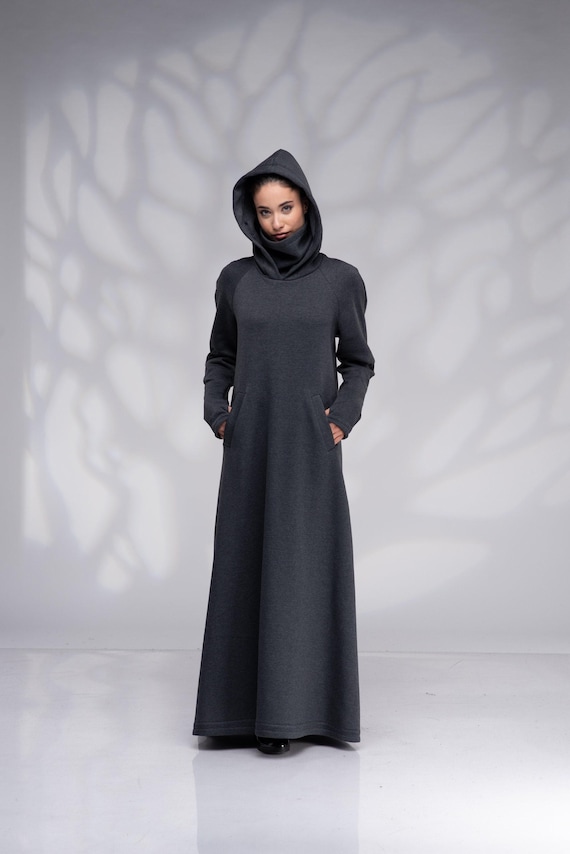 long hoodie dress plus size Oversized Half-Zip Hoodie Dress