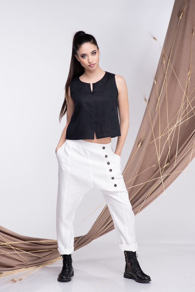 Linen White Harem Pants Women Summer Harem Pants - Etsy