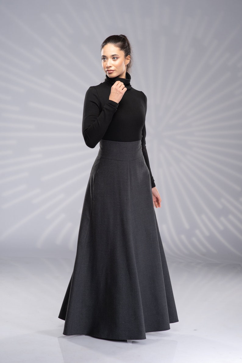 Edwardian Ladies Clothing – 1900, 1910s, Titanic Era     Wool Maxi Skirt Victorian Walking Skirt High Waist Skirt Winter Long Skirt Swing Skirt Wool Circle Skirt  AT vintagedancer.com