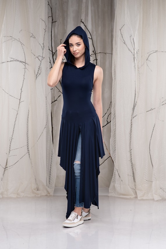 Long Hooded Asymmetrical Tunic Sleeveless, Summer Hoodie Dress - Etsy Long Hooded Asymmetrical Tunic Sleeveless, Summer Hoodie Dress - Etsy
