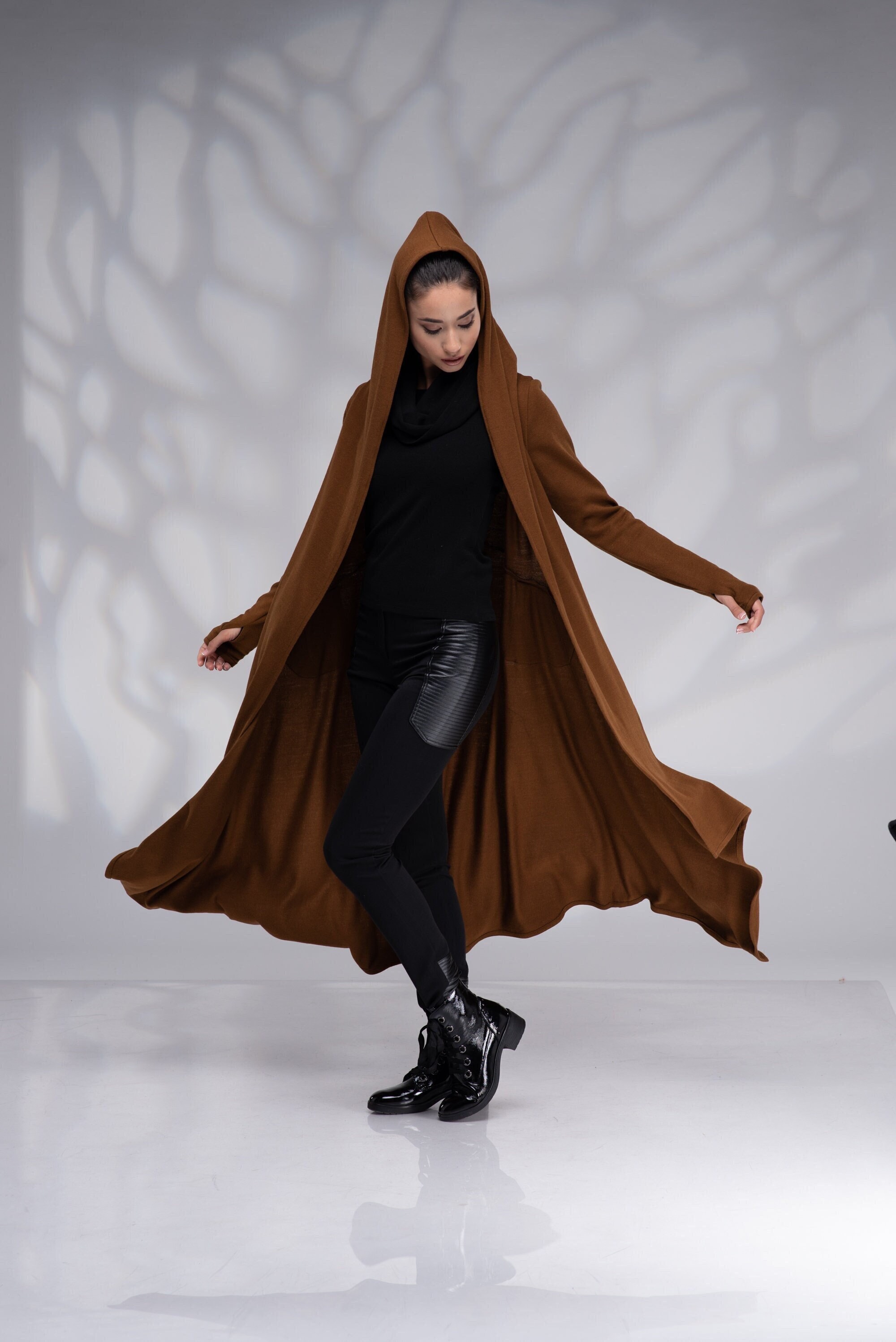 Bianca mustard hooded coatigan clearance
