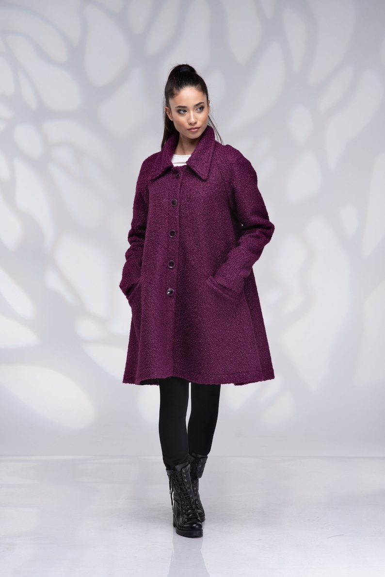 Wool Swing Coat Women, Winter Short Coat Warm image 1