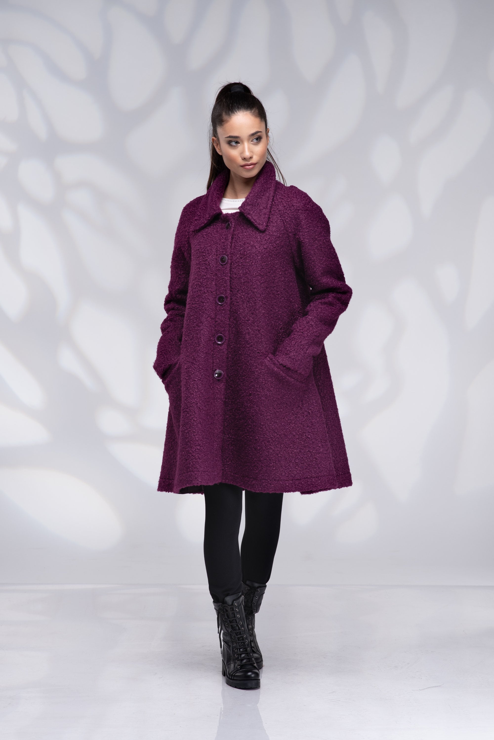 Green swing wool coat for winter 1349# Green swing wool coat for winter 1349#