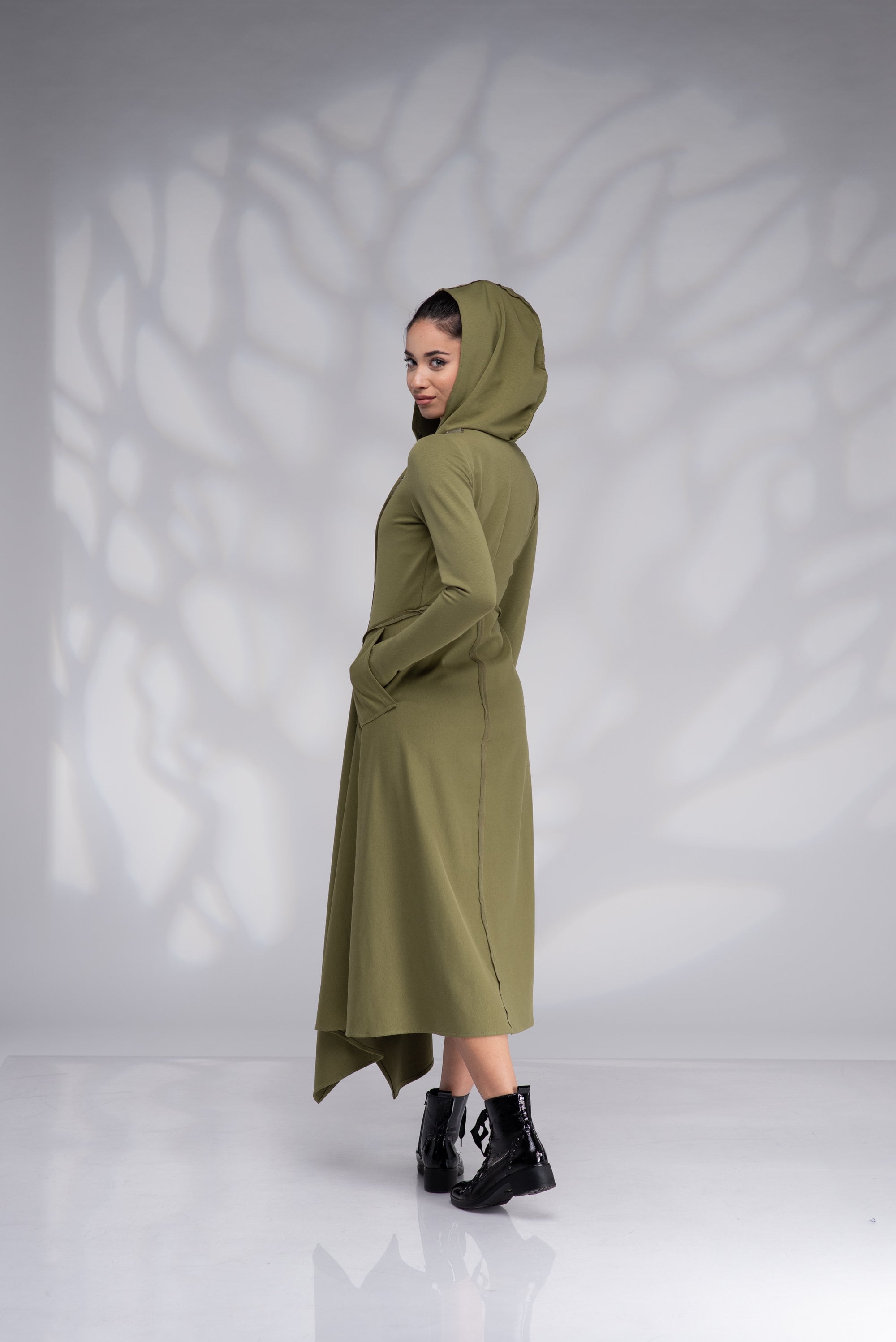 Hoodie Sweatshirt Dress, Hooded Maxi Dress, Long Hooded