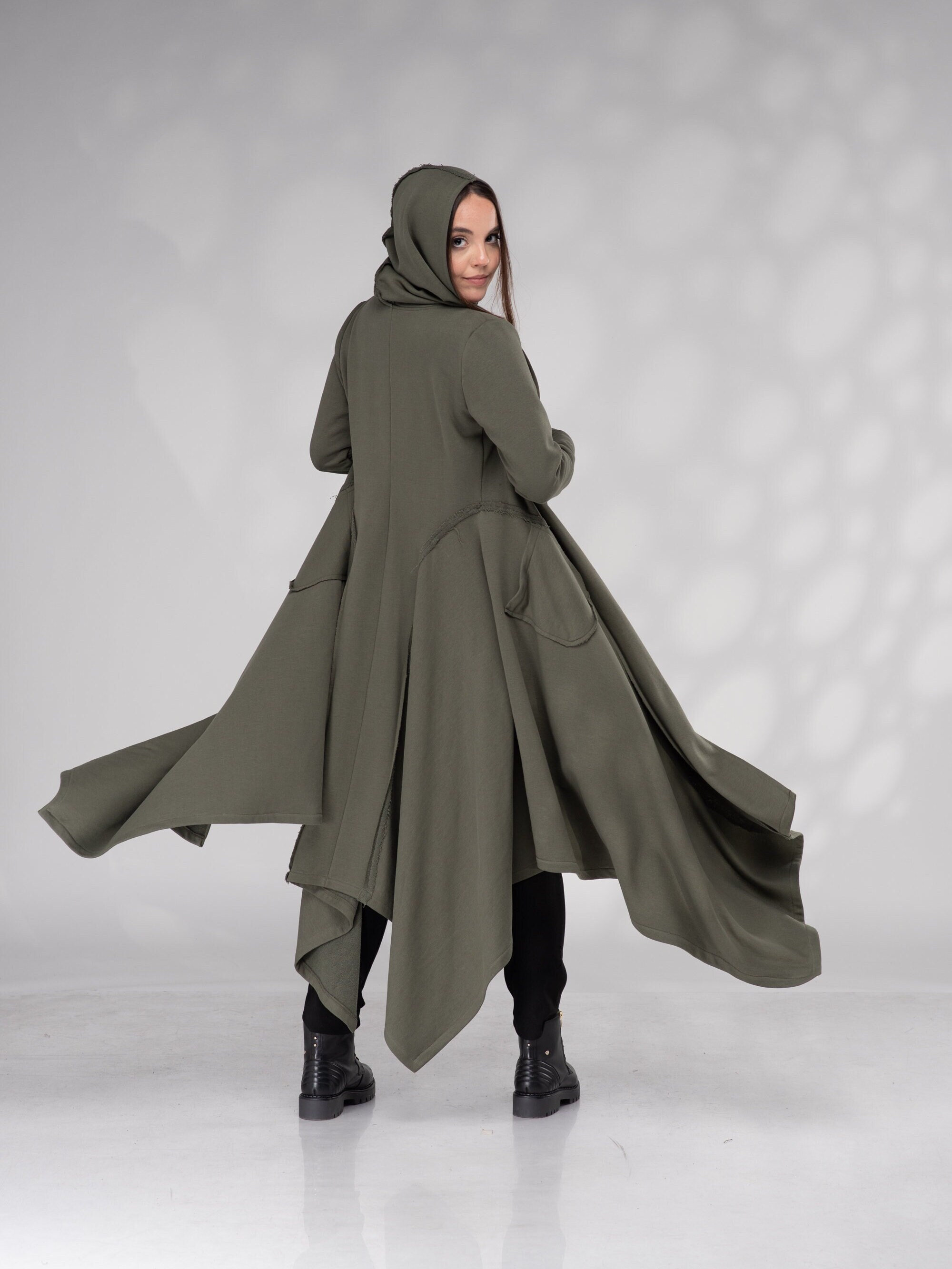 ★Adelio★ wrap hood cardigan (3color) Xana Textured Tie Front Long Cardigan - Green | Disturbia