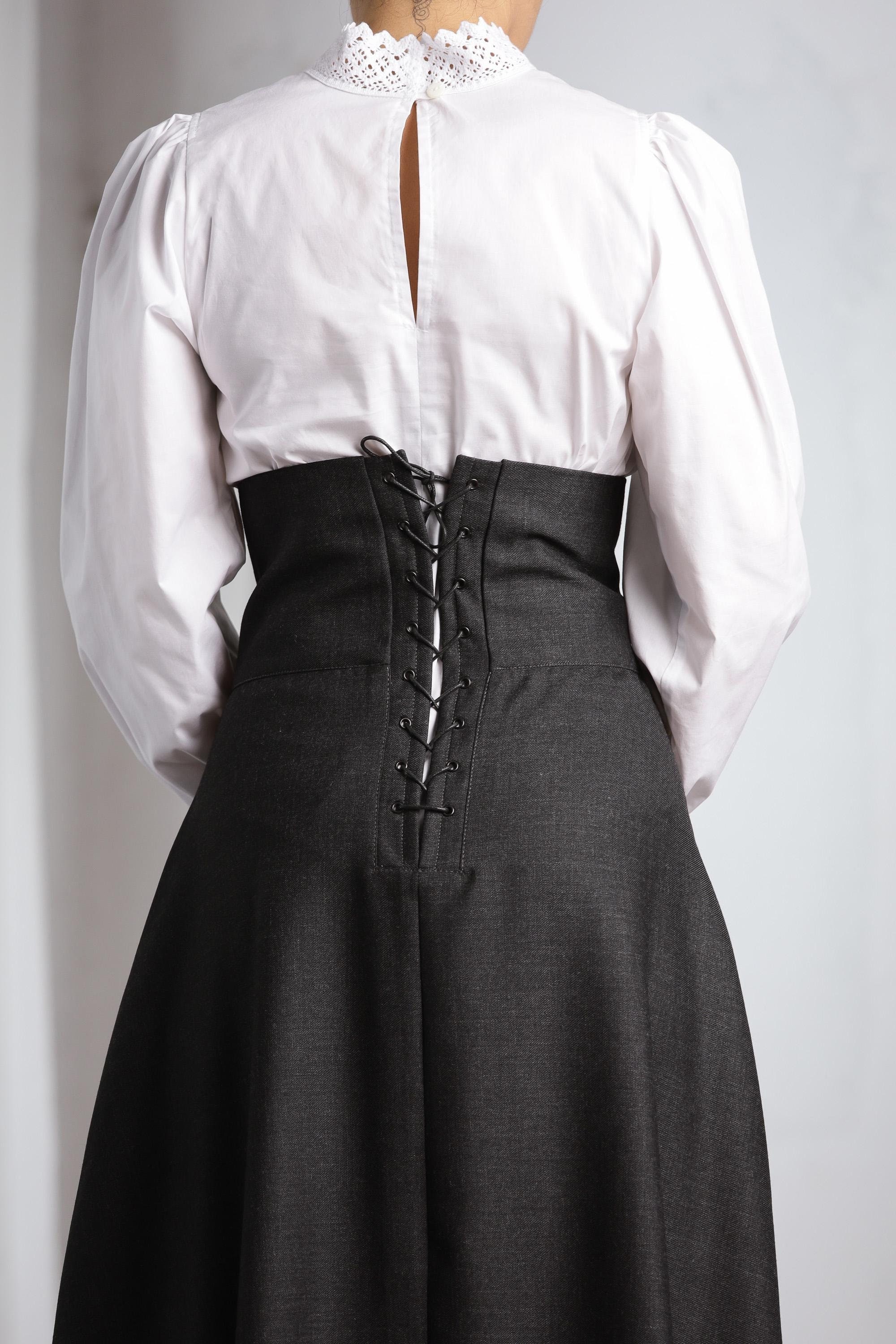 SCARLET DARKNESS Jupe Victorienne Longue Taille Haute Élastique Dentelle – Style Médiéval & Gothique