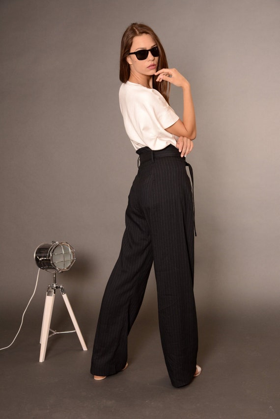 high waisted black pants wide leg