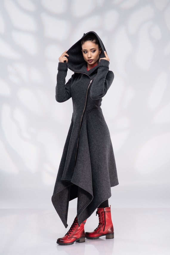 Wool Coat Women Winter Coat Hooded Zipper - Etsy