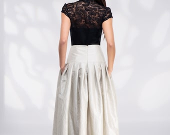 Long Taffeta Skirt, Formal Maxi Skirt with Floor Length