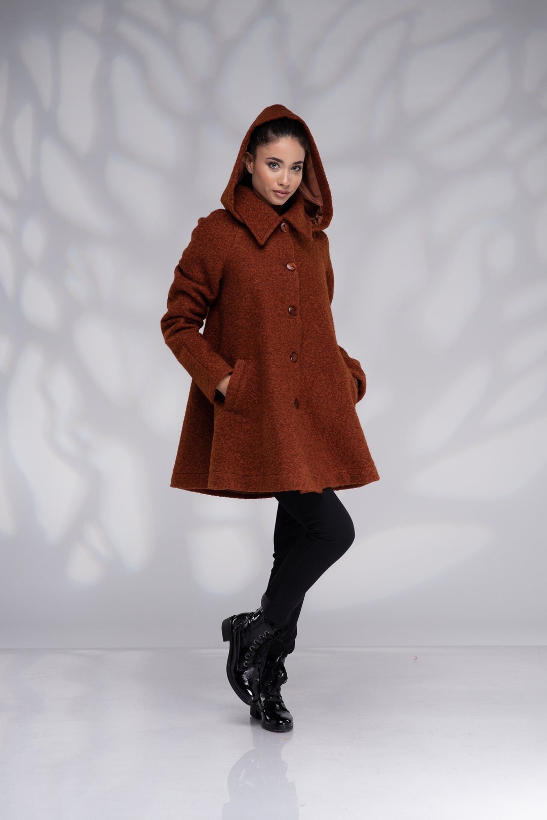 Wool Swing Coat Hooded Coat Women Winter Coat Warm Coat - Etsy